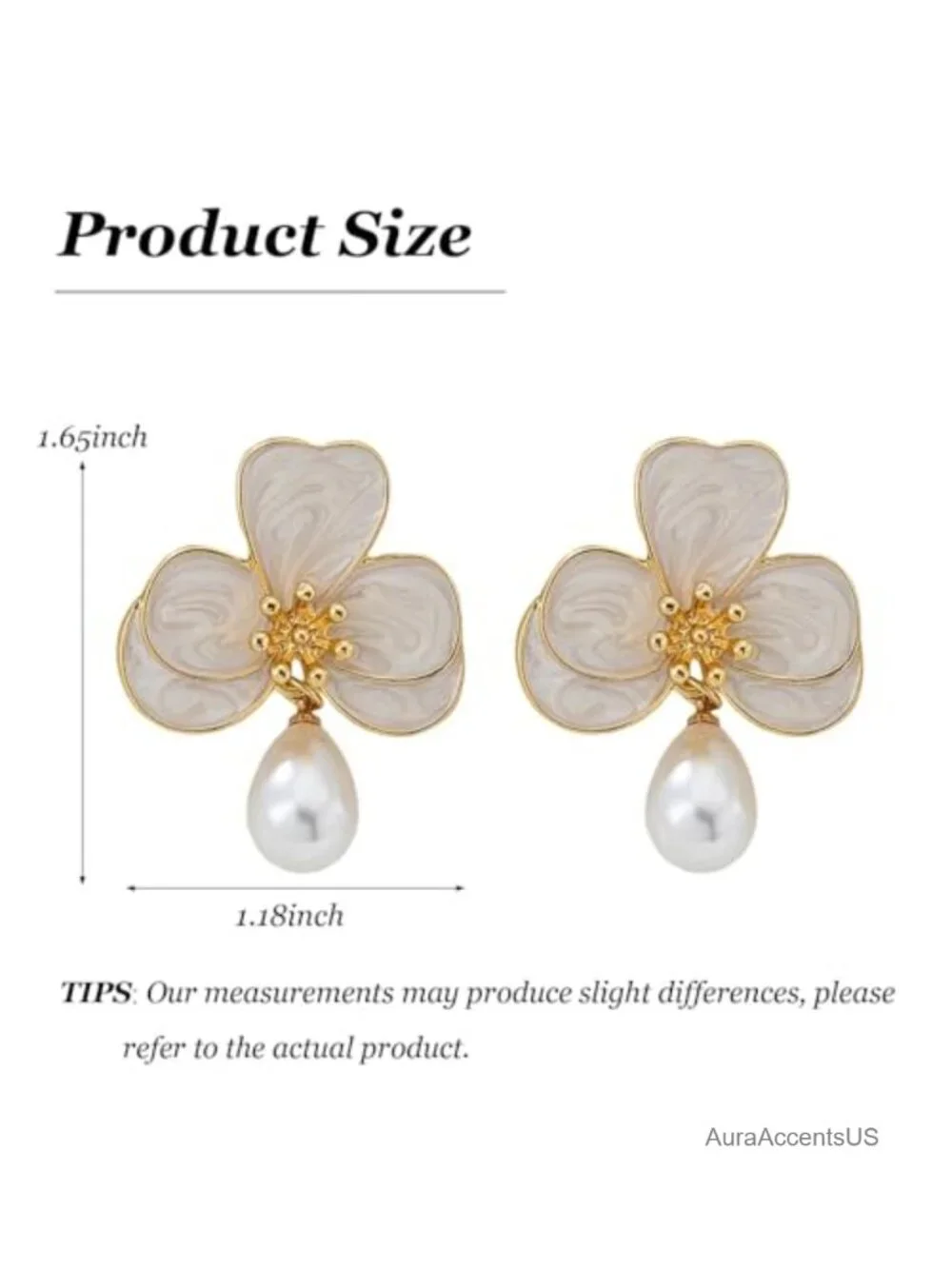 Flower Pearl Drop Earrings for Women Floral Statement Earrings French Wire
